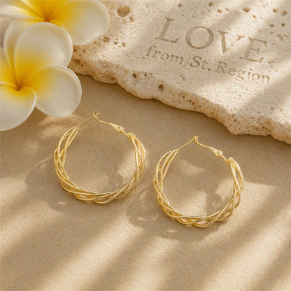 18K Gold-Plated Abstract Nest Hoop Earrings, gold hoop earrings for women, elegant gift for her, lifestyle look
