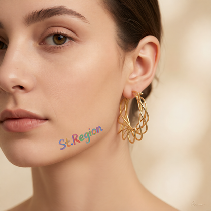 18K Gold-Plated Abstract Nest Hoop Earrings