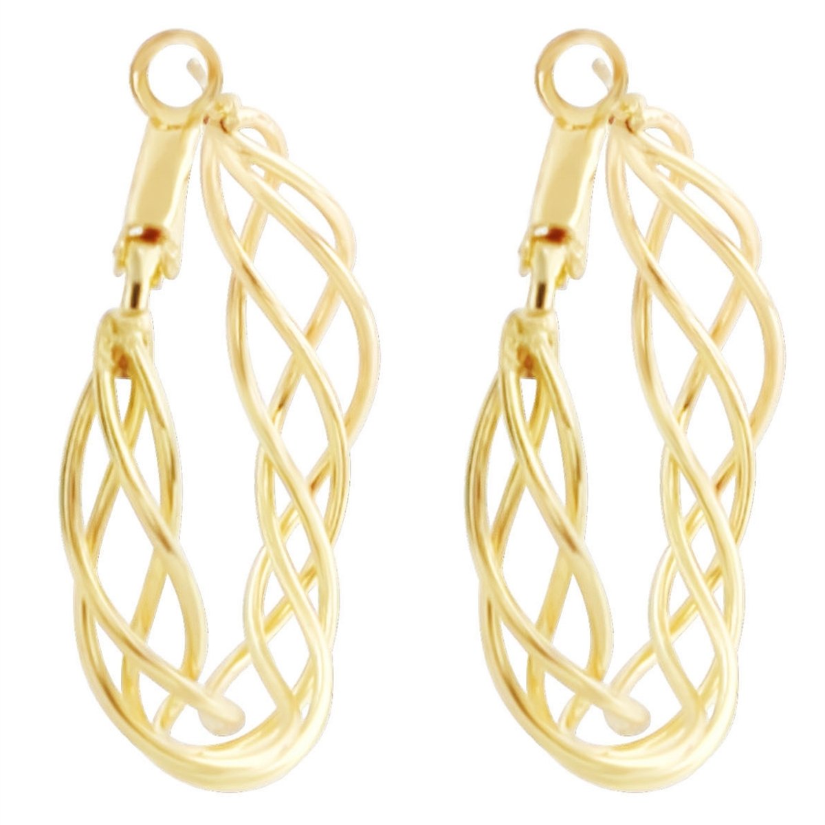 18K Gold-Plated Abstract Nest Hoop Earrings, gold hoop earrings for women, elegant gift for her, side view
