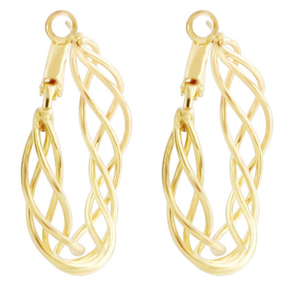 18K Gold-Plated Abstract Nest Hoop Earrings, gold hoop earrings for women, elegant gift for her, side view