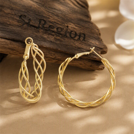 18K Gold-Plated Abstract Nest Hoop Earrings