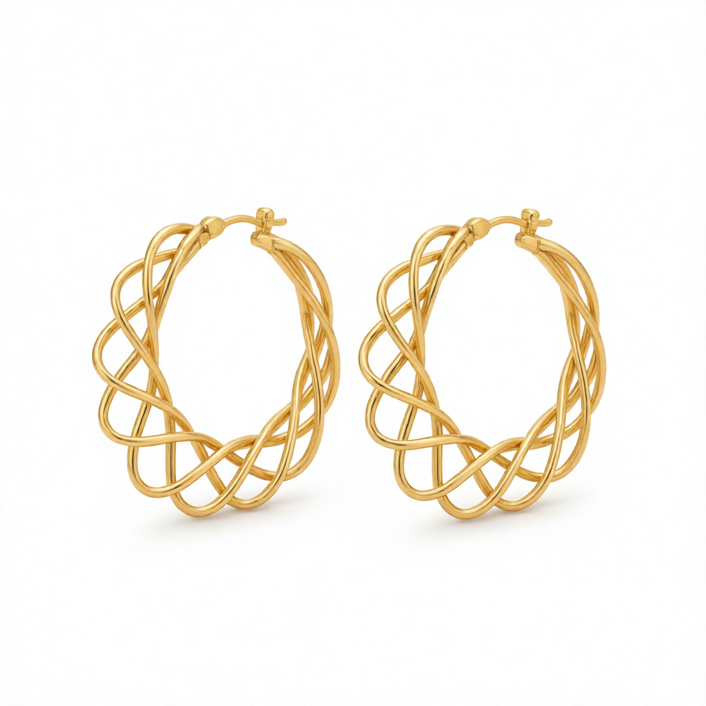 18K Gold-Plated Abstract Nest Hoop Earrings