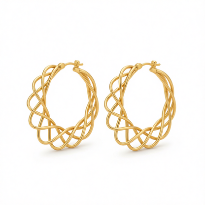 18K Gold-Plated Abstract Nest Hoop Earrings