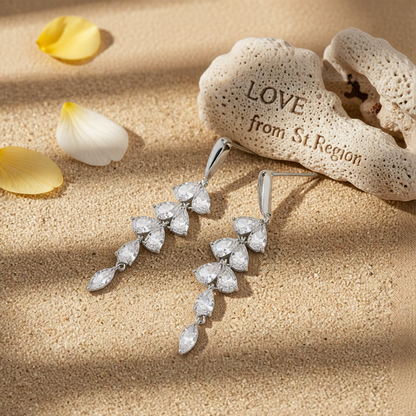 Crystal & Silver-Plated Leaves Drop Earrings