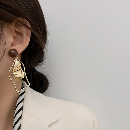 Black Enamel & 18K Gold-Plated Abstract Mismatched Drop Earrings