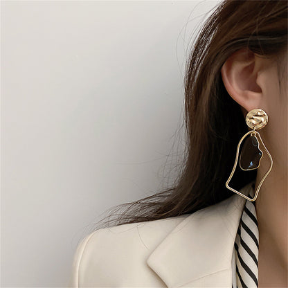Black Enamel & 18K Gold-Plated Abstract Mismatched Drop Earrings