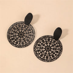 Black Celestial Plate Drop Earrings