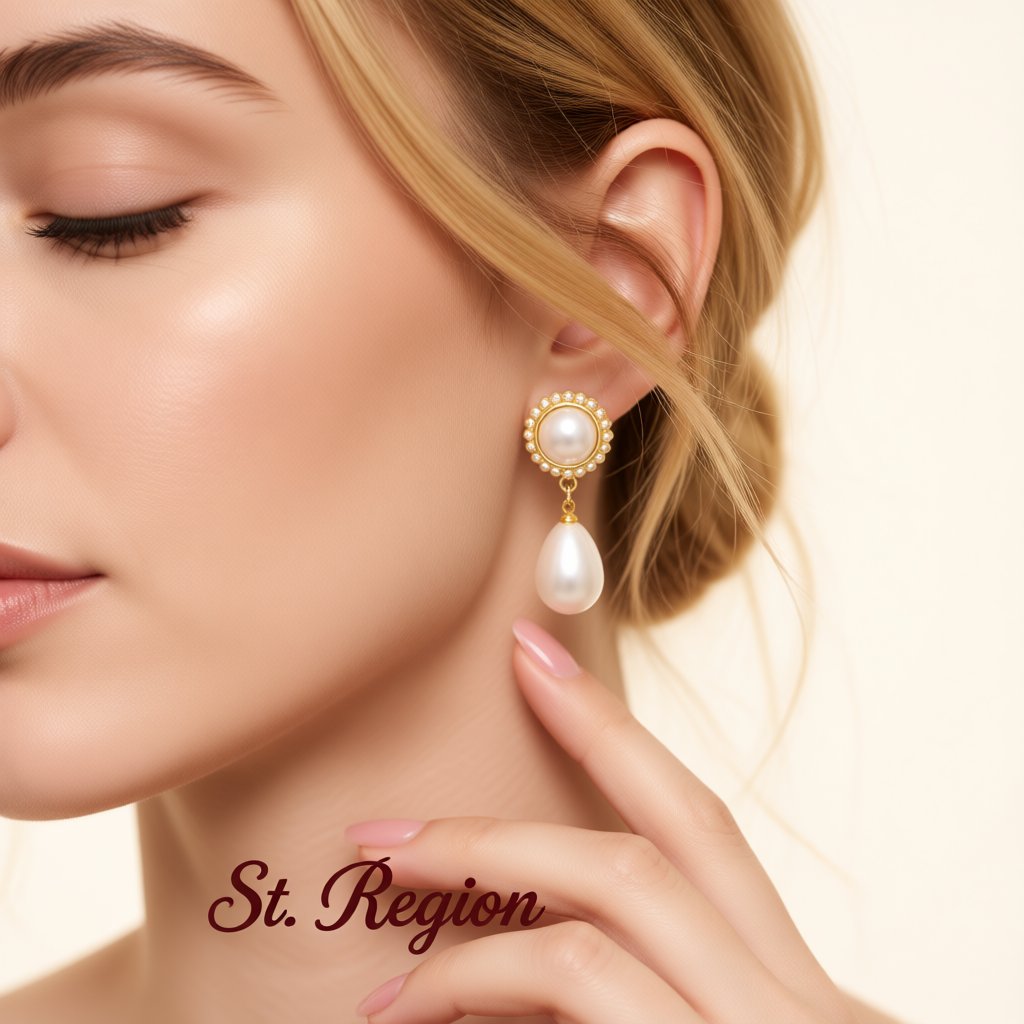 White Pearl and 18K Gold-Plated Teardrop Earrings, gold drop earrings for women, vintage-inspired design, styled look