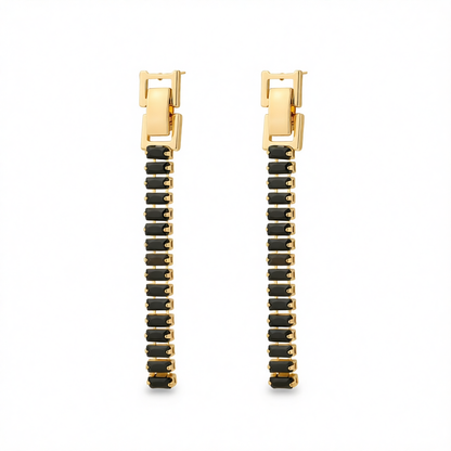 Black Crystal & 18K Gold-Plated Belt Drop Earrings