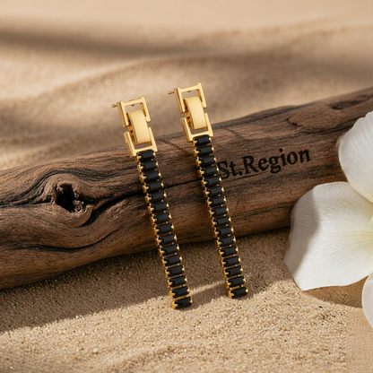 Black Crystal & 18K Gold-Plated Belt Drop Earrings