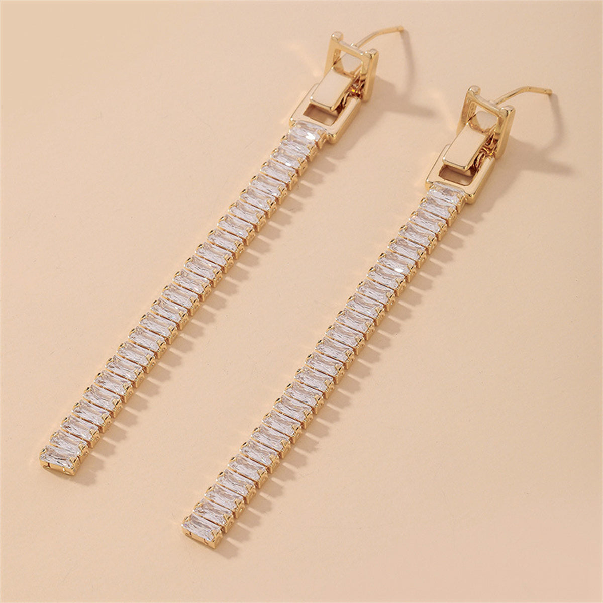 Crystal & 18K Gold-Plated Belt Drop Earrings
