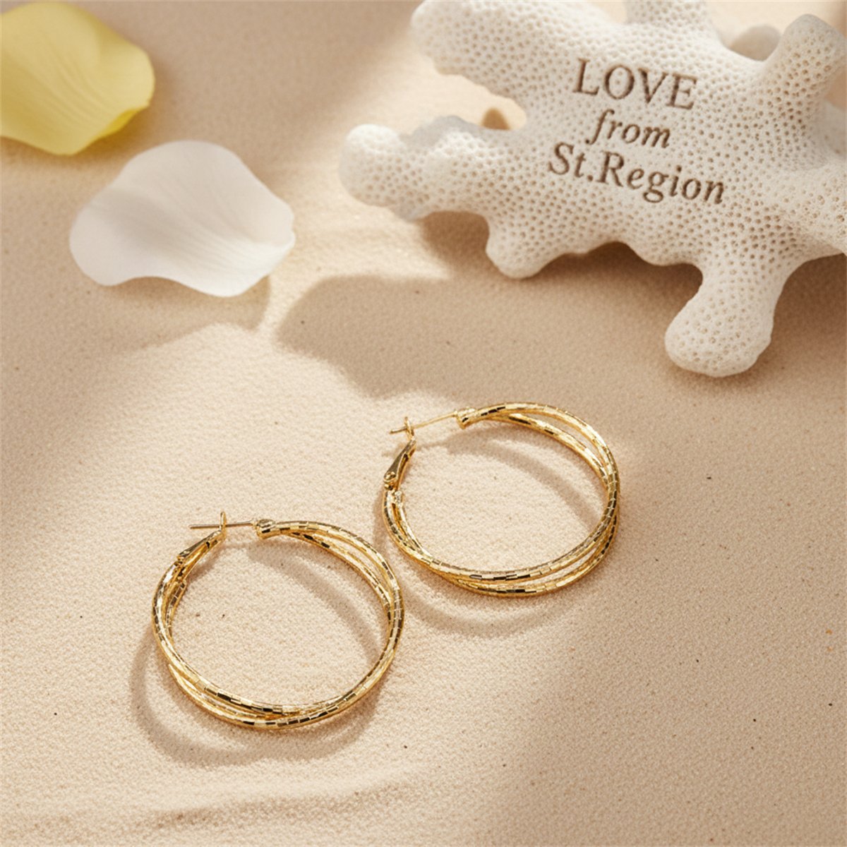 18K Gold-Plated Crisscross Hoop Earrings, gold hoop earrings for women, dainty minimalist design, lifestyle look