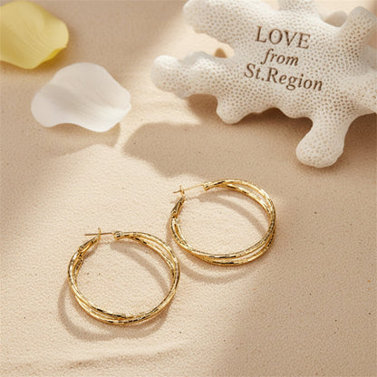18K Gold-Plated Crisscross Hoop Earrings, gold hoop earrings for women, dainty minimalist design, lifestyle look