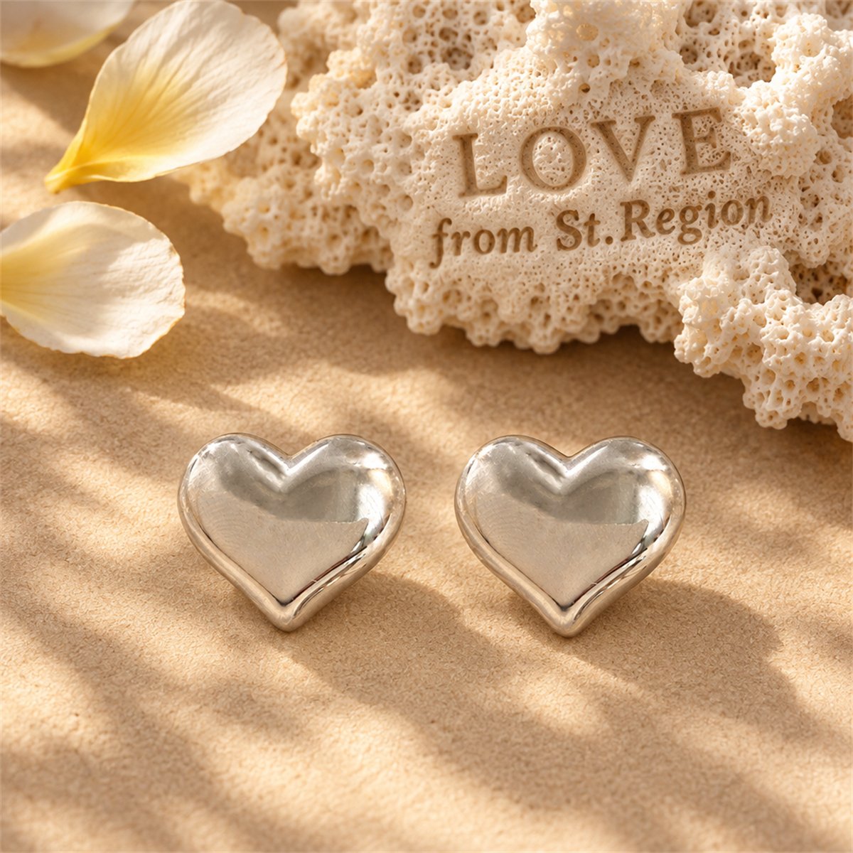 Silver-Plated Heart Stud Earrings, silver stud earrings for women, dainty minimalist design, lifestyle look