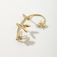 Cubic Zirconia & White Acrylic 18k Gold-Plated Butterfly Ear Cuff