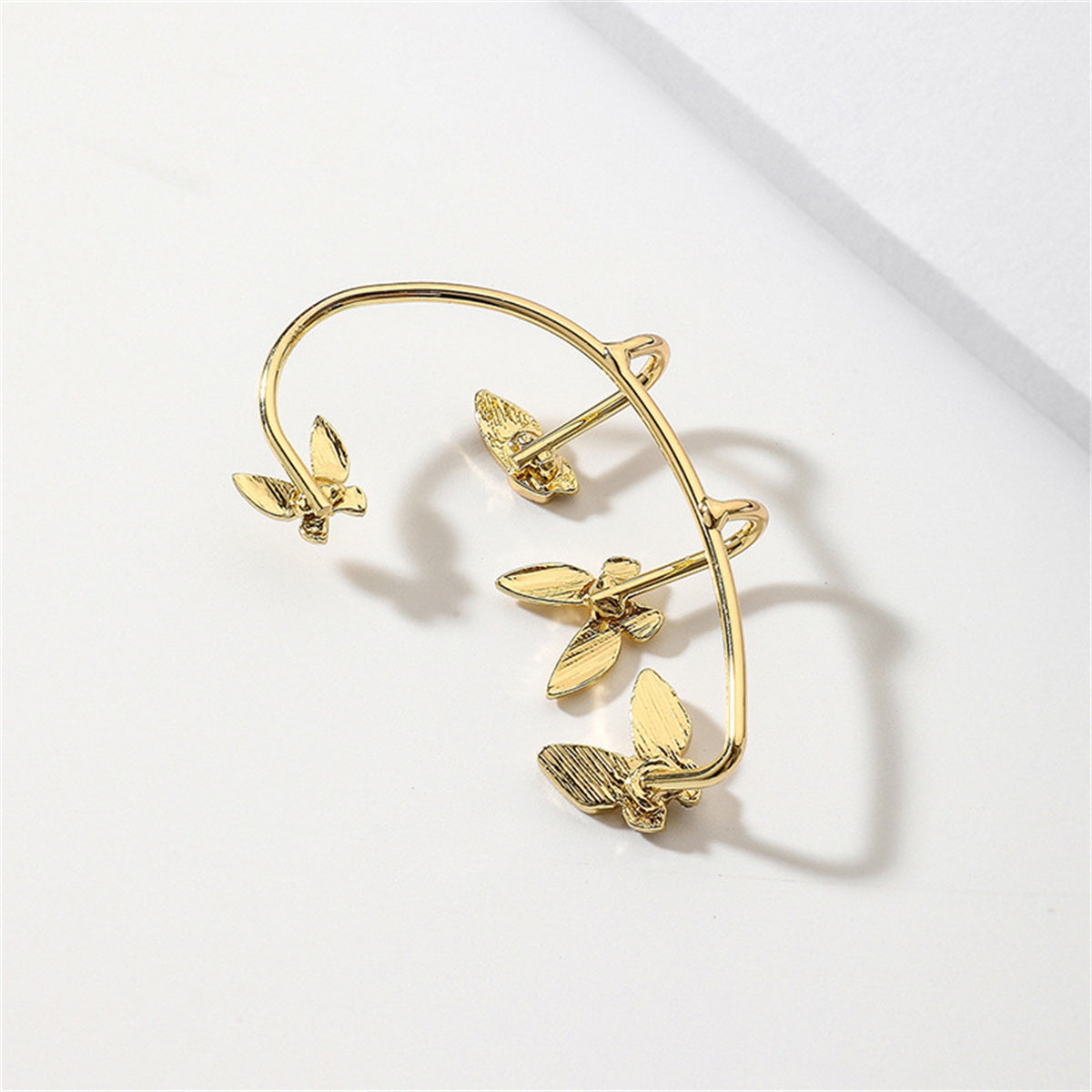 Cubic Zirconia & White Acrylic 18K Gold-Plated Butterfly Ear Cuff