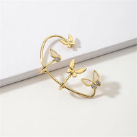 Cubic Zirconia & White Acrylic 18k Gold-Plated Butterfly Ear Cuff