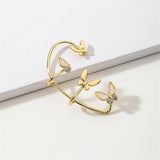 Cubic Zirconia & White Acrylic 18k Gold-Plated Butterfly Ear Cuff