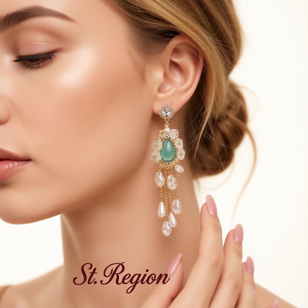 Cubic Zirconia and Pearl 18K Gold-Plated Flower Tassel Drop Earrings, gold drop earrings for women, styled look