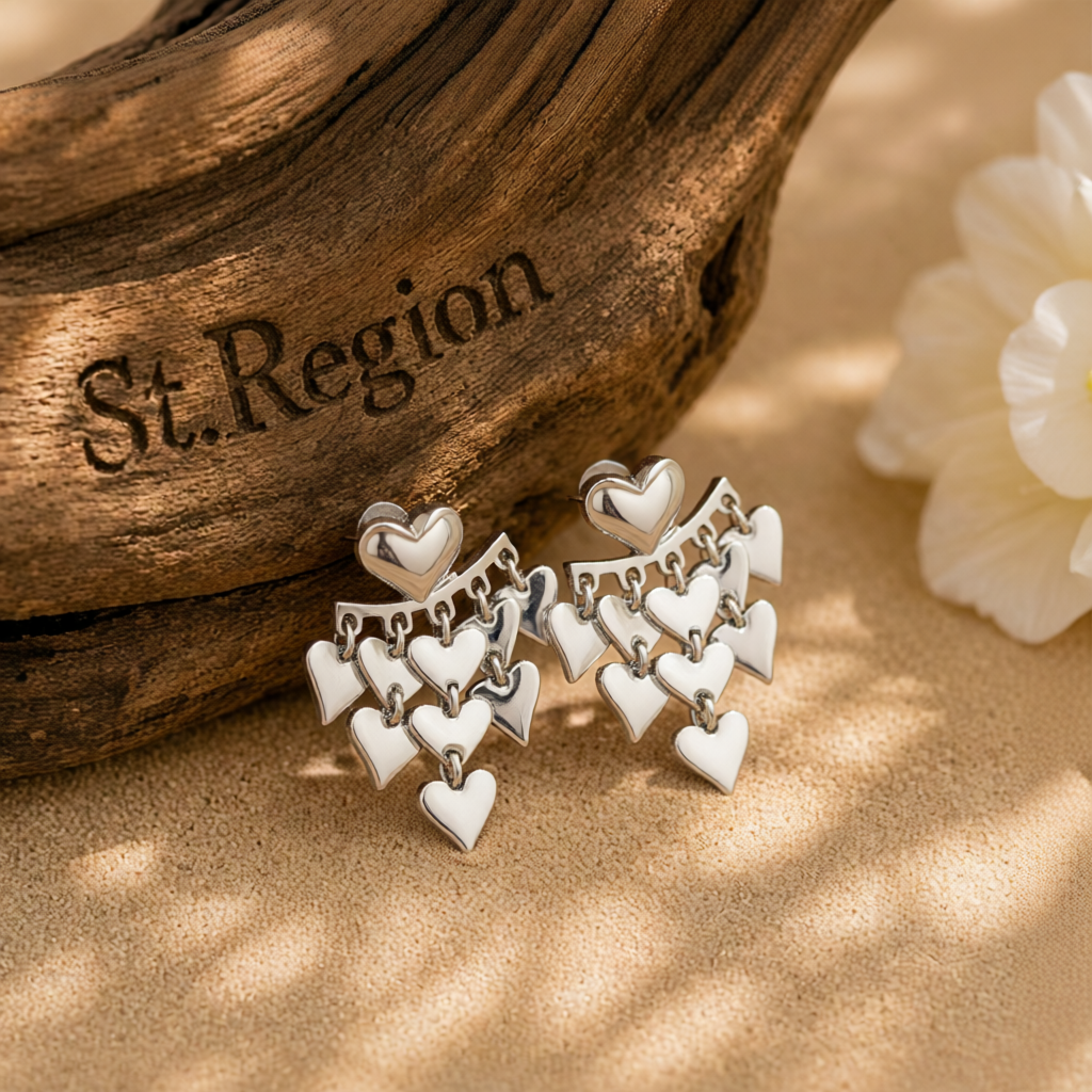 Silver-Plated Heart Tassel Ear Jackets