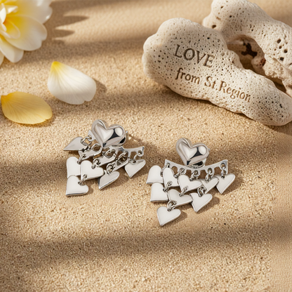 Silver-Plated Heart Tassel Ear Jackets
