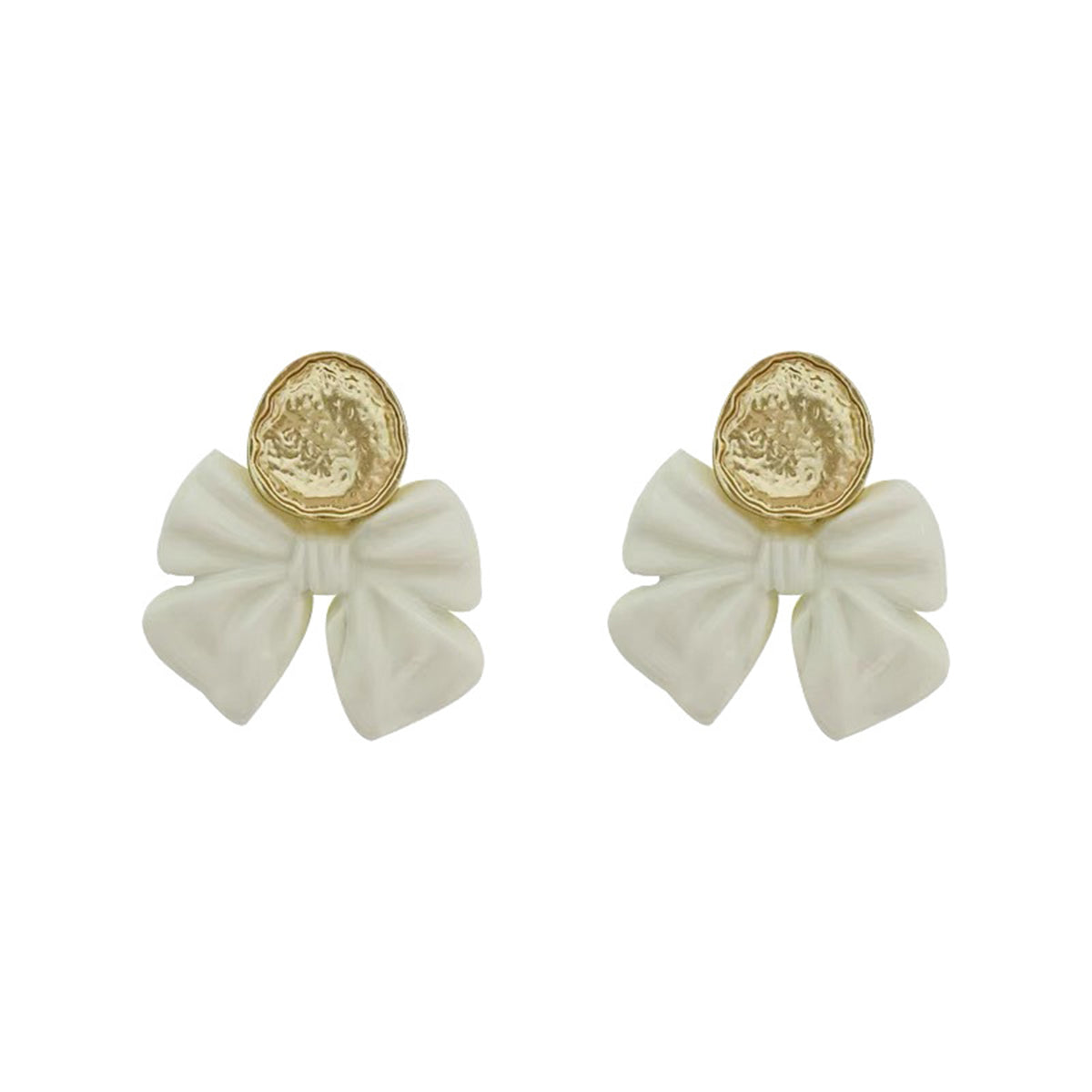 Enamel and 18K Gold-Plated Bow Drop Earrings, gold drop earrings for women, elegant gift for her, side view