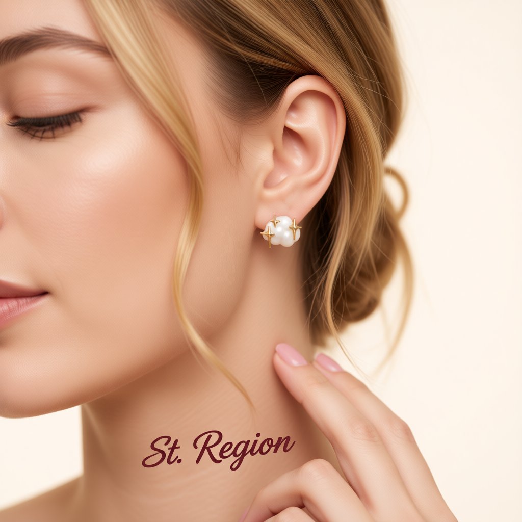 White Acrylic and 18K Gold-Plated Cloud Star Stud Earrings, gold stud earrings for women, everyday style, styled look