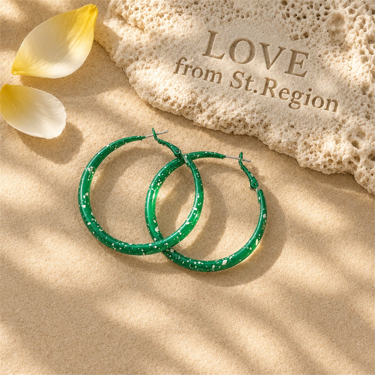 Green Enamel and Silver-Plated Hoop Earrings, silver hoop earrings for women, everyday style, lifestyle look