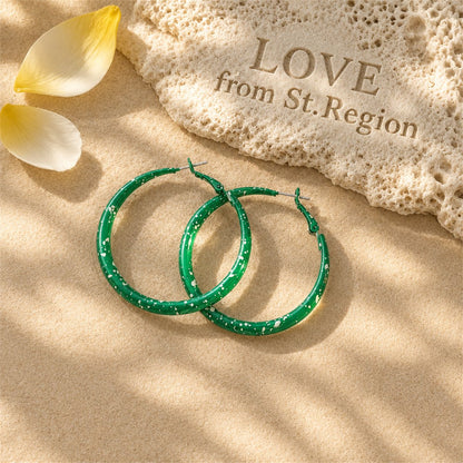 Green Enamel and Silver-Plated Hoop Earrings, silver hoop earrings for women, everyday style, lifestyle look