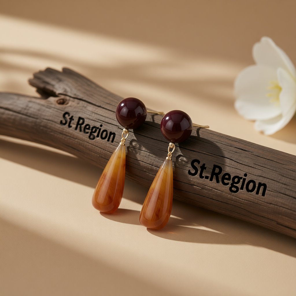 Resin and 18K Gold-Plated Drop Earrings, gold drop earrings for women, everyday style, front view
