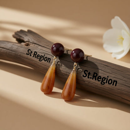 Resin and 18K Gold-Plated Drop Earrings, gold drop earrings for women, everyday style, front view