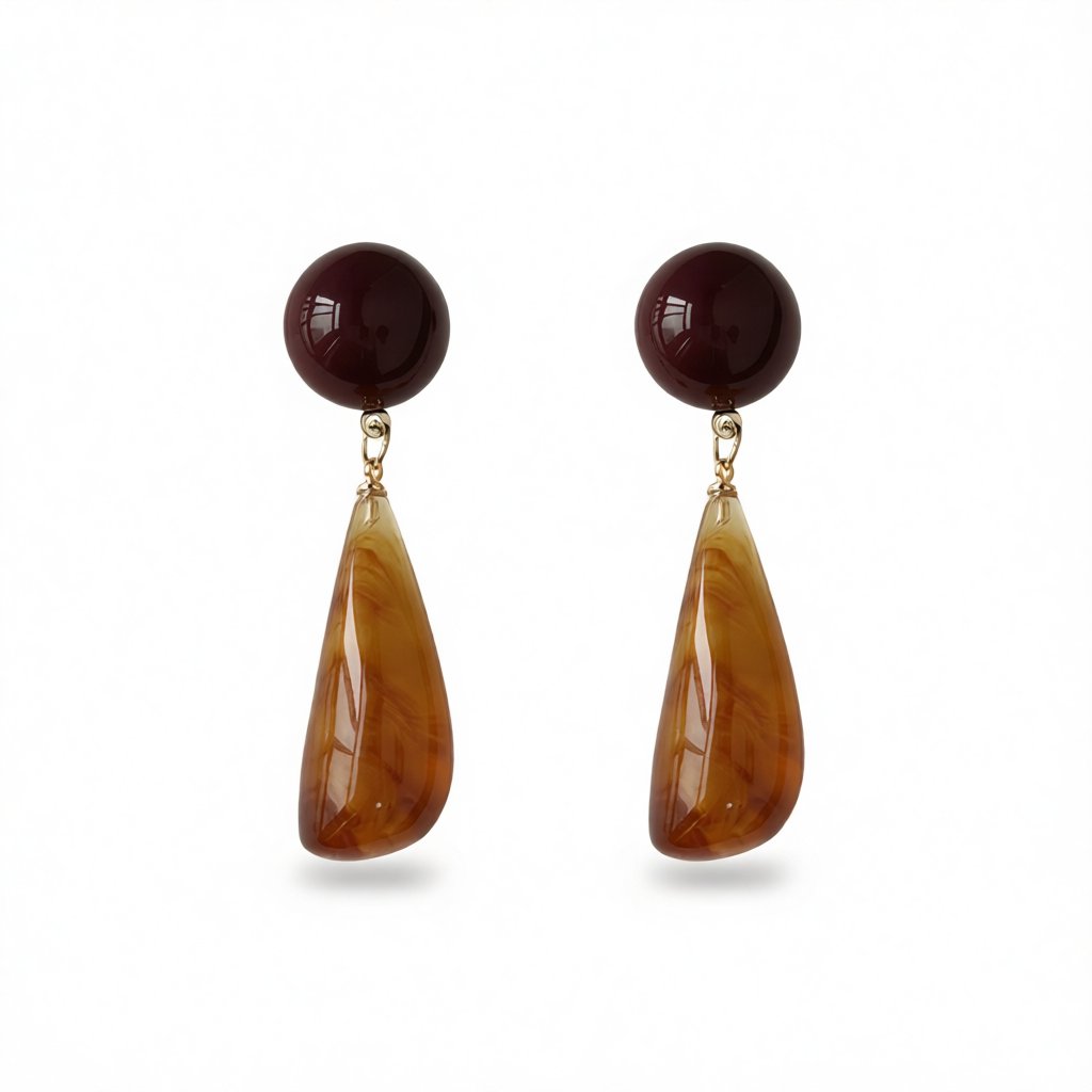 Resin and 18K Gold-Plated Drop Earrings, gold drop earrings for women, everyday style, side view