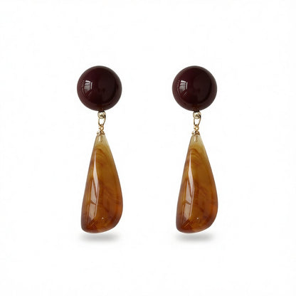 Resin and 18K Gold-Plated Drop Earrings, gold drop earrings for women, everyday style, side view