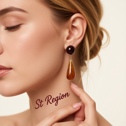 Resin and 18K Gold-Plated Drop Earrings, gold drop earrings for women, everyday style, styled look