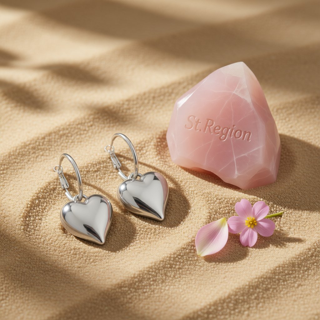 Silver-Plated Heart Huggie Earrings, silver huggie earrings, elegant gift for her, detail close-up