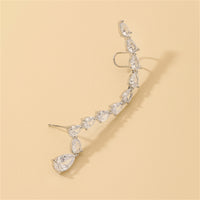 Crystal & Silver-Plated Pear-Cut Ear Climber