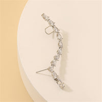 Crystal & Silver-Plated Pear-Cut Ear Climber
