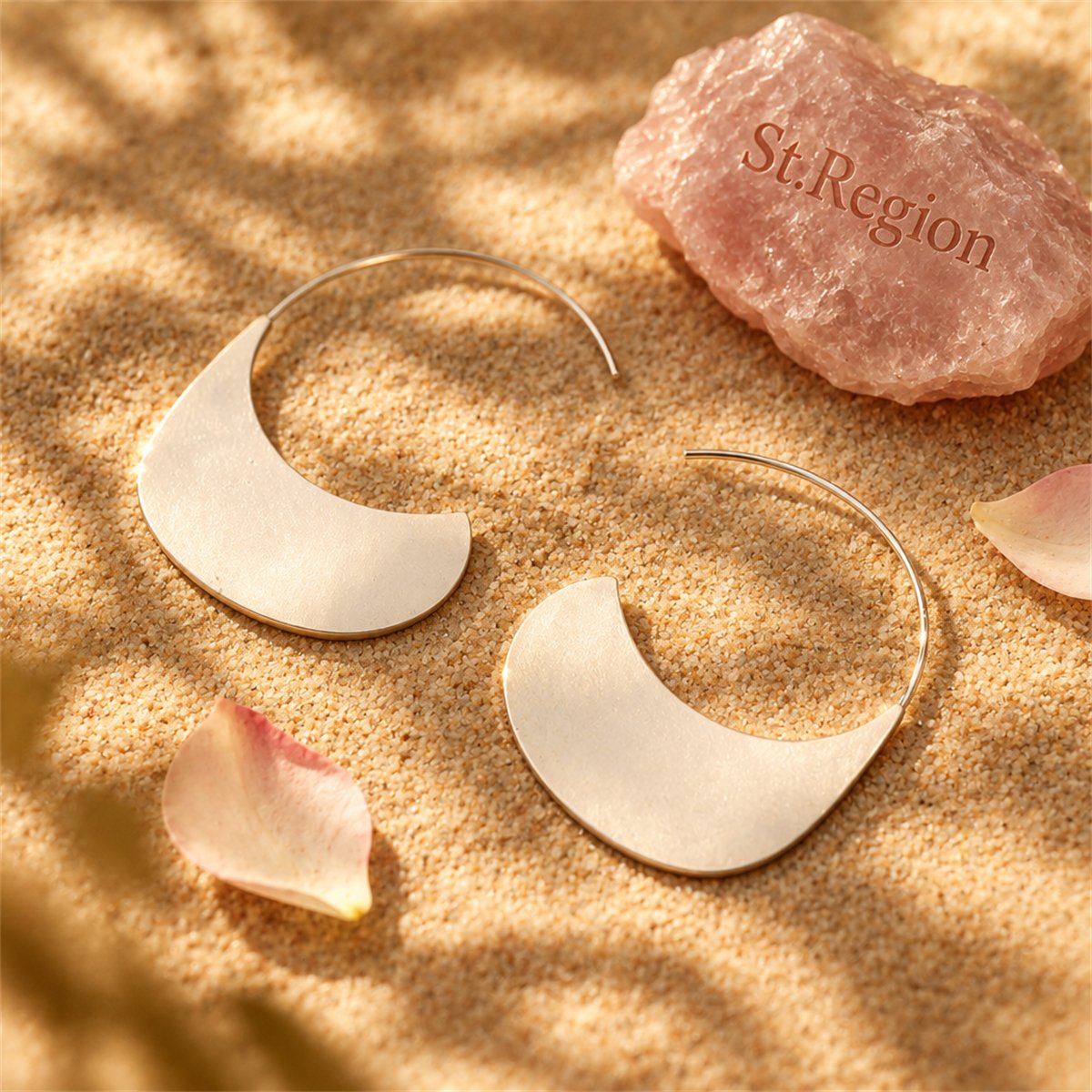 Silver-Plated Flat Huggie Earrings, silver huggie earrings, botanical inspired, detail close-up