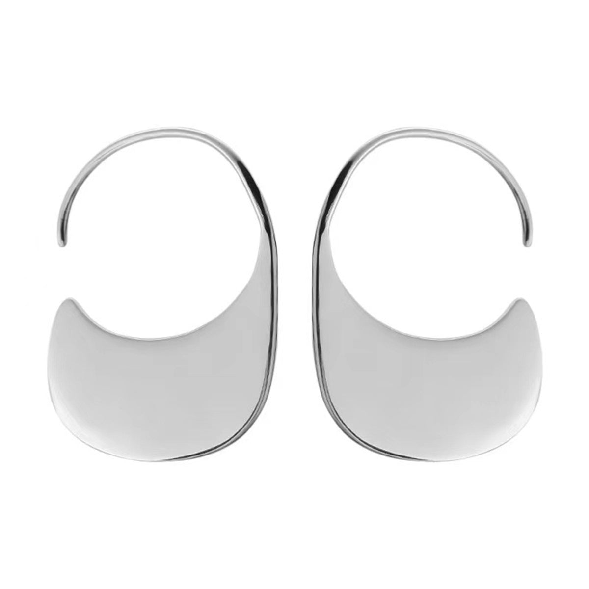 Silver-Plated Flat Huggie Earrings, silver huggie earrings, botanical inspired, side view