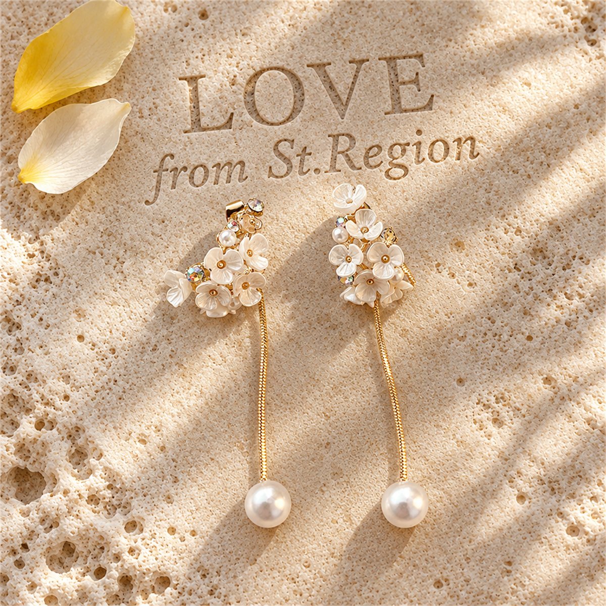 Cubic Zirconia and Pearl Flower Tassel Ear Jackets, vintage-inspired design, lifestyle look