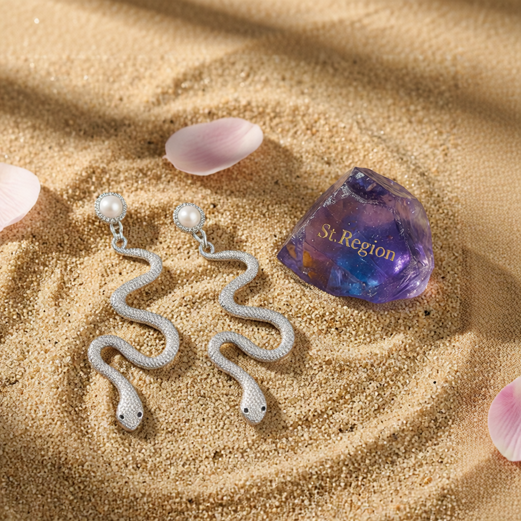 Pearl & Silver-Plated Snake Cut Drop Earrings