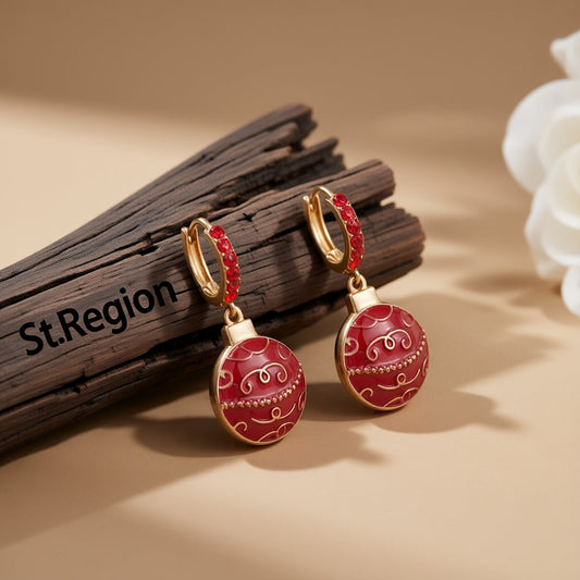 Cubic Zirconia and 18K Gold-Plated Ornament Huggie Earrings, gold huggie earrings, vintage-inspired design, front view