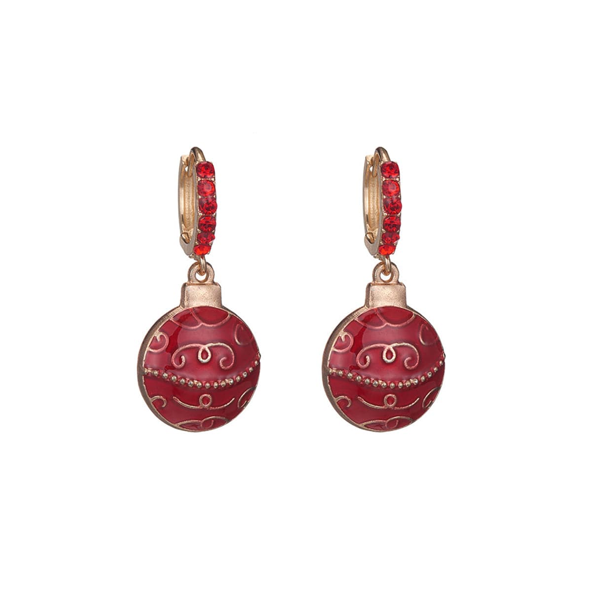 Cubic Zirconia and 18K Gold-Plated Ornament Huggie Earrings, gold huggie earrings, vintage-inspired design, side view