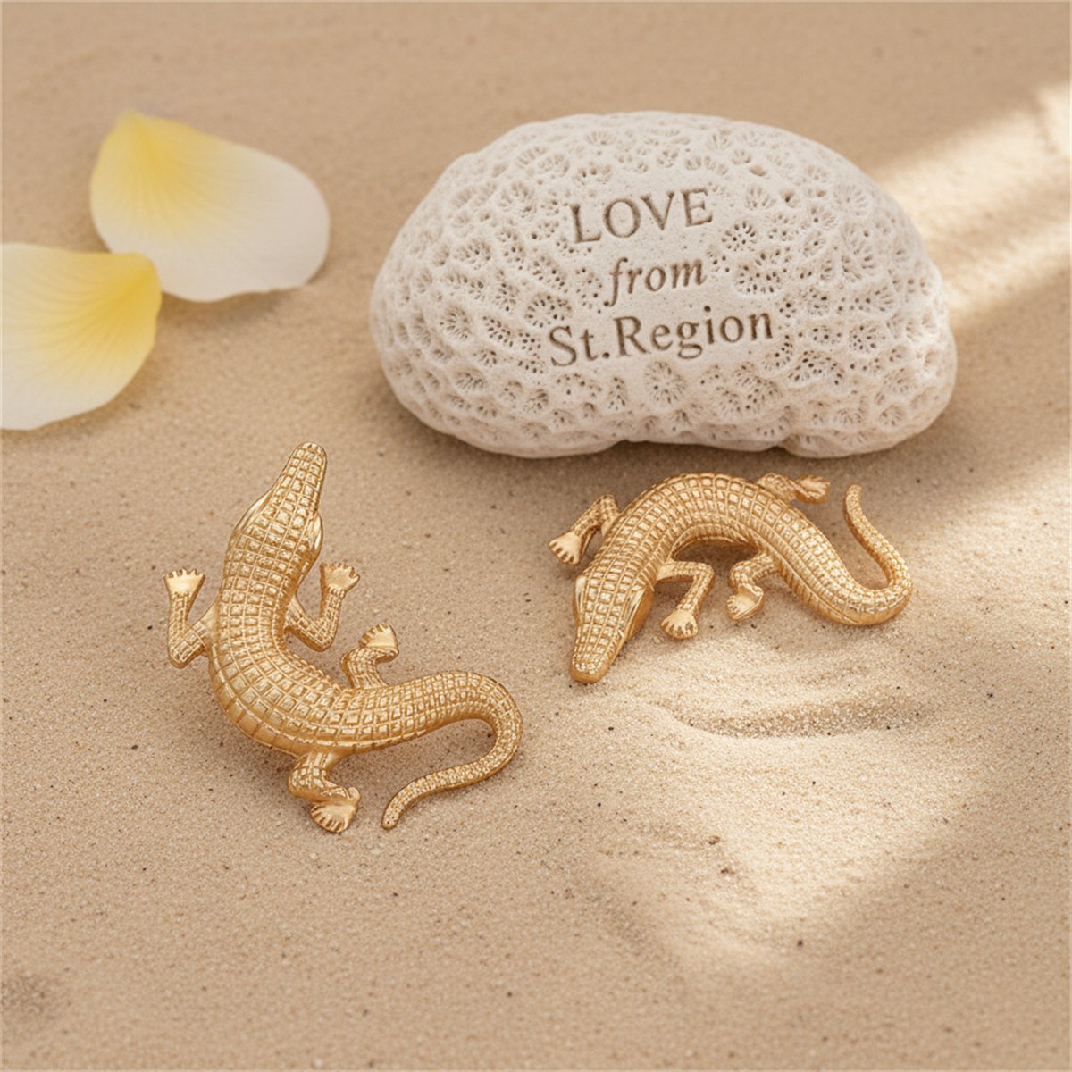 18K Gold-Plated Crocodile Drop Earrings, gold stud earrings for women, botanical inspired, lifestyle look