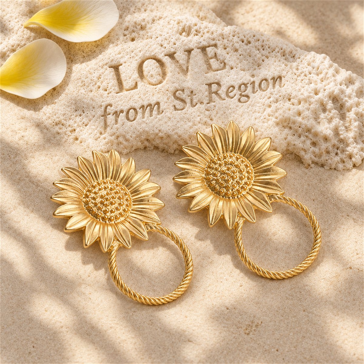 18K Gold-Plated Mum Hoop Drop Earrings, gold drop earrings for women, vintage-inspired design, lifestyle look