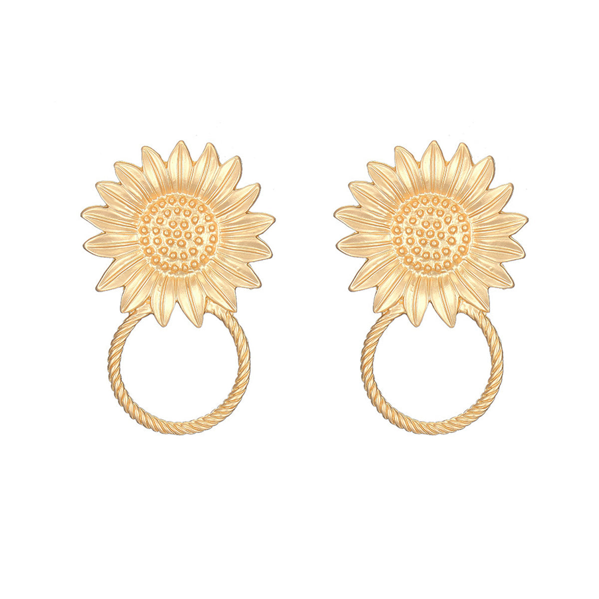 18K Gold-Plated Mum Hoop Drop Earrings, gold drop earrings for women, vintage-inspired design, side view