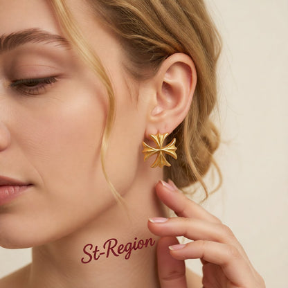 18K Gold-Plated Clover Stud Earrings