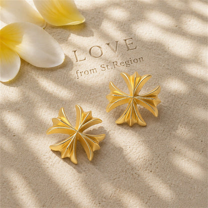 18K Gold-Plated Clover Stud Earrings