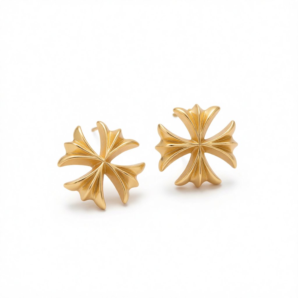 18K Gold-Plated Clover Stud Earrings