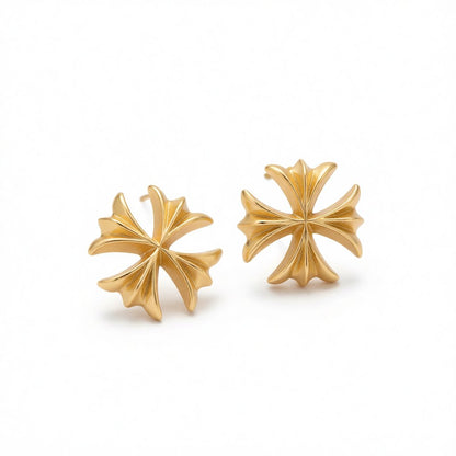 18K Gold-Plated Clover Stud Earrings